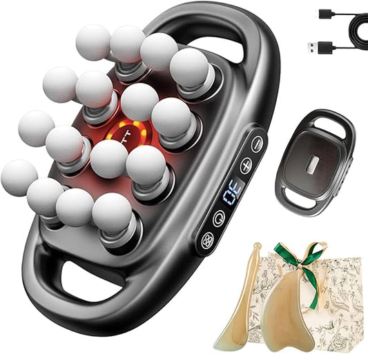 Morglaes Deep Tissue Massager - 2025 New Morglaes Massager, 16 Head Massage Deep Tissue with 3 Modes & 30 Intensities - Fascia Blaster for Back, Shoulders, Legs, Foot (Black)