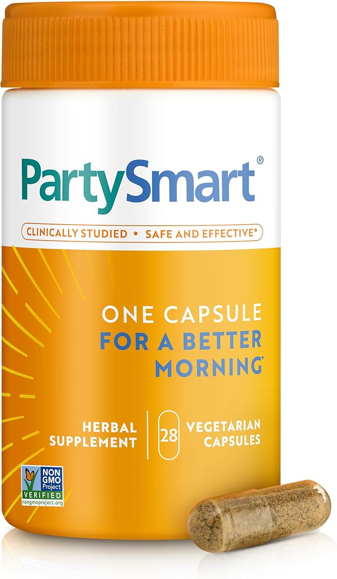 Himalaya PartySmart, One Capsule for a Better Morning, Plant-Based Liver Support for a Better Morning After Drinking, Clinically Studied, Non-GMO Project Verified, 28 Capsule Larger Size