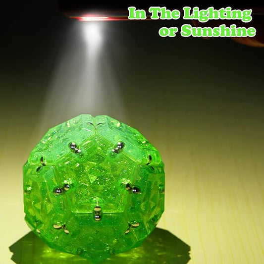 Magnetic Fidget Sphere Magnet Toys - Holographic Glitter Bright Green - Magnets Sensory Toys - 12 Piece Set - Creativity Beyond Imagination, Inspirational, Recreational, Fun Desk Toy for Adults