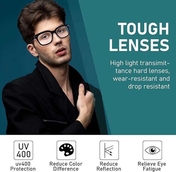 Progressive Multifocus Reading Glasses for Women Men Blue Light Blocking Spring Hinge Square Computer Readers