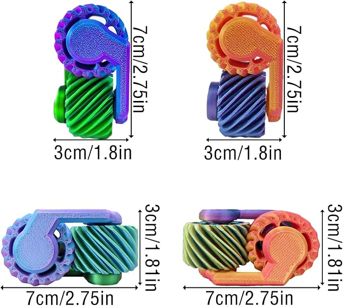 3D Printed Gear Stress Relieving Toy, Fidget Toys for Kids & Adults, Anxiety Relief Items Ideal for Autism & ADHD, Portable Sensory Toys Tool for Anxiety & Focus – Perfect Christmas & Birthday Gift