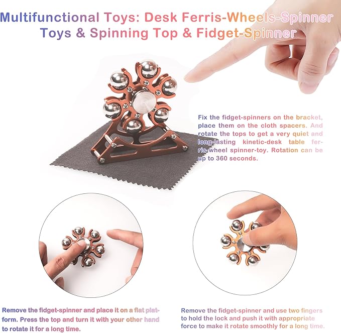 Desk-Toys for Fidget Ferris-Wheel-Spinner: 4mins Kinetic-Spinning Cool-Gadgets, Cool-Stuff Thing Toy for Office School Home Man Women Christmas, Stress-Relief Game Gifts for Adult Teen Children Kid