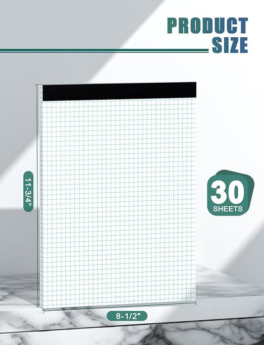 Graph Paper Pads 8.5 x 11, 4x4 Graph Ruled, 6 Pack 1/4 Graph Paper Notebooks, Grid Paper Pad Notebook 8-1/2" x 11" Graphing Paper, Perforated Quadrille Pad, 70GSM White Graft Paper Pads, 30 Sheets/Pad