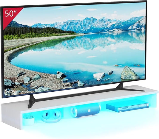 TV Riser Stand with LED Lights, 42.5" Super Large Monitor Stand Riser, Tabletop TV Stand Riser for Desk, Desk Shelf for Top of Desk, Desktop Organizer for Computer, TV, Laptop, Printer