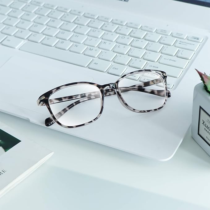 VisionGlobal Blue Light Blocking Glasses for Women/Men, Anti Eyestrain, Computer Reading, TV Glasses, Stylish Square Frame, Anti Glare(Leopard,+4.50 Magnification)