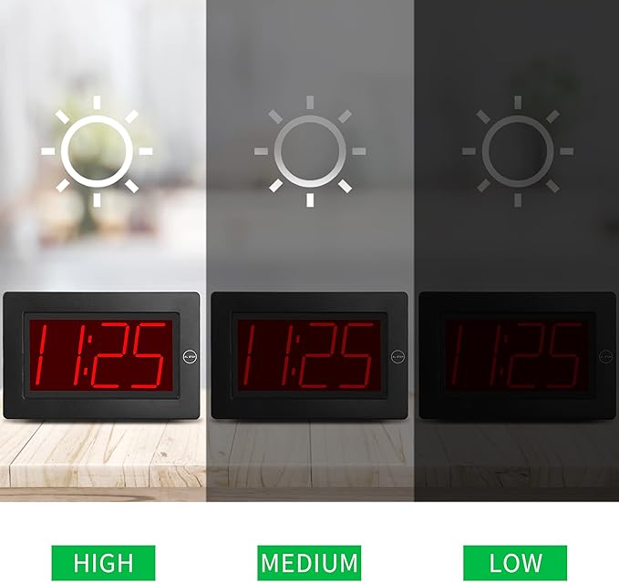 KWANWA Alarm Clock, 8" Large Screen Display, Digital Clock, Battery Operated, Auto Dimmer Mode,Wall Clock&Desk Clock for Bedroom, Office, Living Room, Elderly