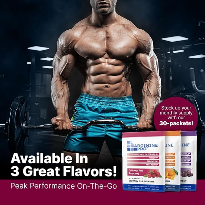 L-ARGININE PRO | L-arginine Supplement Powder | 5,500mg of L-arginine Plus 1,100mg L-Citrulline (Raspberry, 3 Jars)