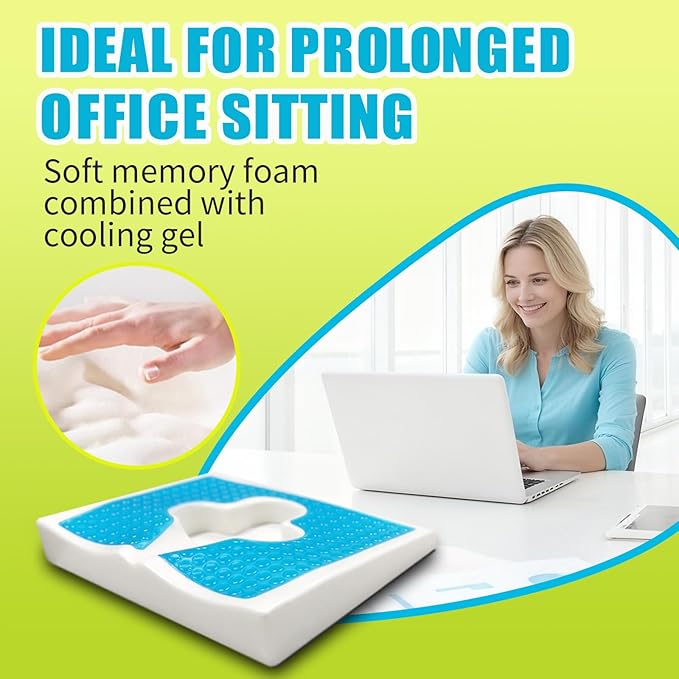 Gel Wheelchair Seat Cushion,Bed Sore Cushions for Butt,Relieve Sciatica,Back,Coccyx,Pressure Sore and Ulcer Pain Relief,Ergonomic Office Chair Cushion, Anti-Slip Cover Removable&Washable (Gray)