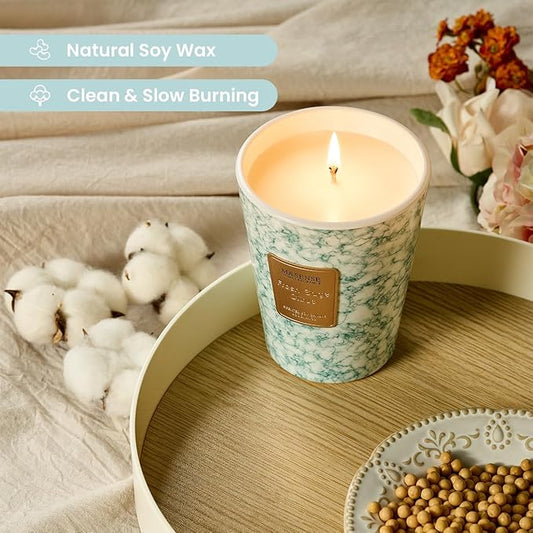 M&SENSE FreshSage Citrus Scented Candles for Home, Lead-Free Wick Highly Scented Jar Candles, 14.1 Oz 80 Hours Lasting Burning Candles Gifts for Women, Relaxing Aromatherapy Candle for Stress Relief