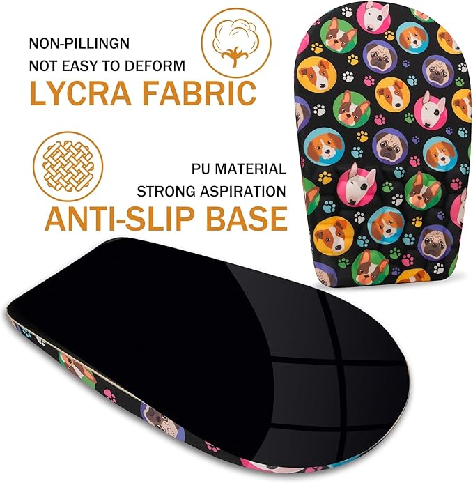 Ergonomic Mouse Pad Wrist Support,Upgrade Mousepad with Massage Design,Non-Slip PU Base Desktop Mouse Pads for Pain Relief, Computer, Office & Home,12 x 8 in（F-Lovely Dogs）