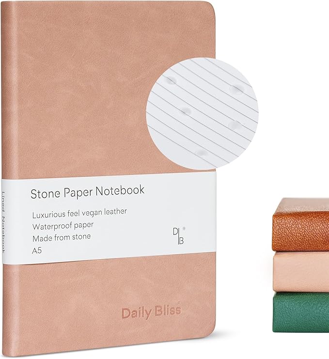 Daily Bliss Stone Paper Journal Premium A5 Hardcover Vegan Leather Notebook Journal | 160 Pages | Premium Quality Professional Notebook For Men and Women |Comes With Gift Box Waterproof Notebook