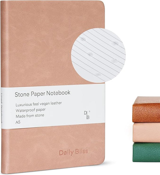 Daily Bliss Stone Paper Journal Premium A5 Hardcover Vegan Leather Notebook Journal | 160 Pages | Premium Quality Professional Notebook For Men and Women |Comes With Gift Box Waterproof Notebook