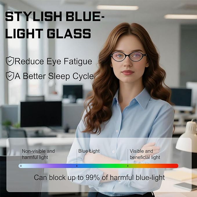 HAOLOTA Blue Light Blocking Glasses Women, Trendy Round Anti Eyestrain UV Glare TV Phone Computer Gaming Eyeglasses