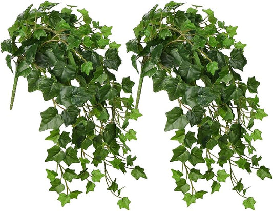 Hollyone 2pcs Artificial Hanging Plants 24" Fake Ivy Vine Faux Ivy Leaves Hanging Plant Greenery for Wall House Room Patio Indoor Outdoor Home Shelf Office Wedding Decor
