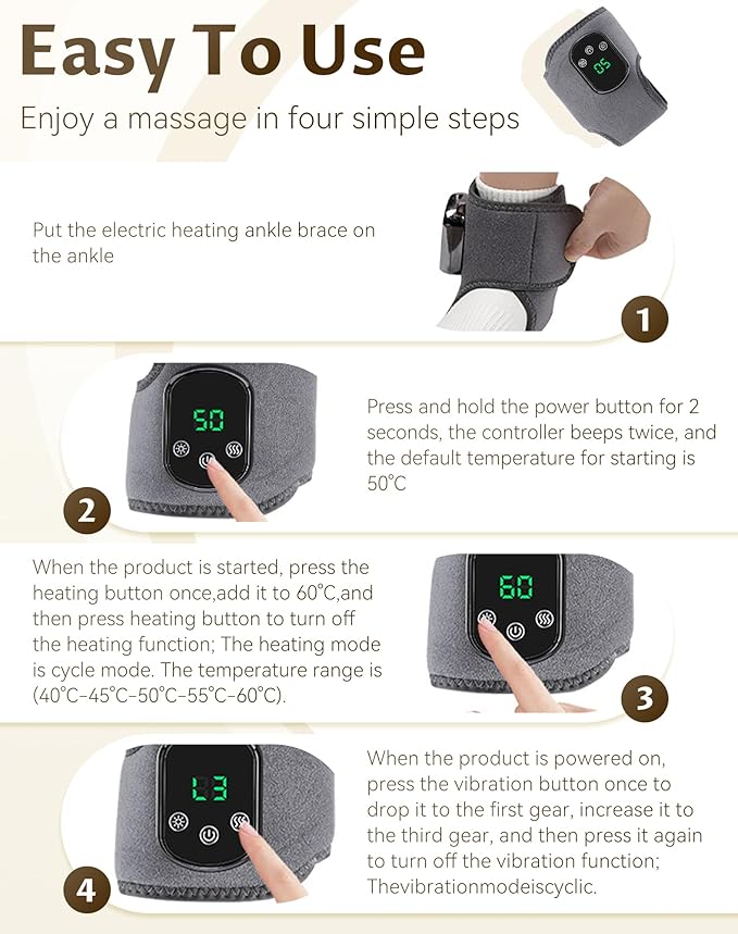 Pure Relief Foot Massager, Pureita Foot Massager,3 Vibration & 5-Temp Settings, Wireless Purerelief Triple Action Massager, Smart Timer, Touch Screen, for Pain Relief, Swelling(2Pcs)