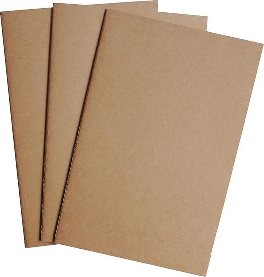 Wanderings Large Blank Travelers Notebook Insert/Large Journal Refill | 7" x 10.7" / 18cm x 27cm | 3 Booklets, 180 Blank Pages | Travelers Notebook Refills for Journals, Diaries, Planners