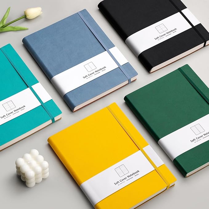 AHGXG Bullet Dotted Journal - Large A4 Notebook Dotted, 8.5''×11'', 320 Pages Dot Grid Notebook, 100gsm Thick Paper, Leather Softcover, with Journal Stencils, Inner Pocket - Cyan