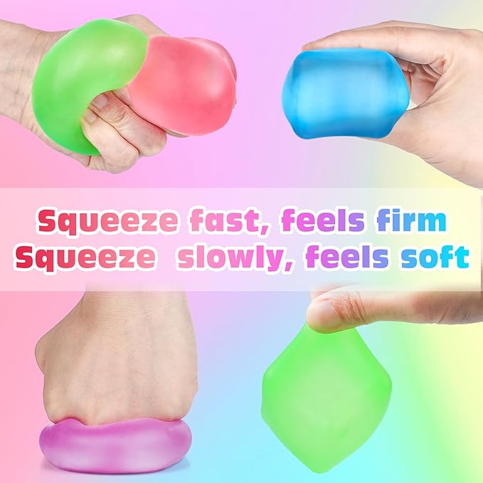 4 Pack Stress Cube, Slow Rising Ice Cube Stress Balls for Adults Kids, Sensory Fidget Toy for Anxiety Relief, Square Shape Squishy Balls for Classroom Prizes, Nice Cube Squishy for Party Favors