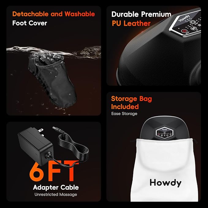 Howdy Foot Massager with Heat for Plantar Fasciitis, Heated Shiatsu Feet Massager for Neuropathy, 2025 Christmas Gift for Women Men Mom Dad