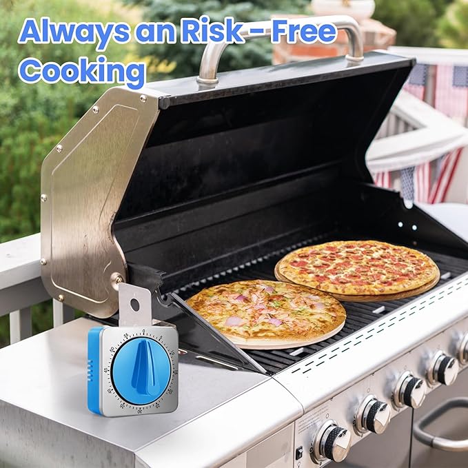 Kitchen Timers for Cooking, Chef Cooking Timer Clock with Loud Alarm,100% Mechanical Desk Timer - No Batteries Required -Magnetic Back, Exquisite Stainless Steel Body -Countdown Reminder Magnetic-Blue