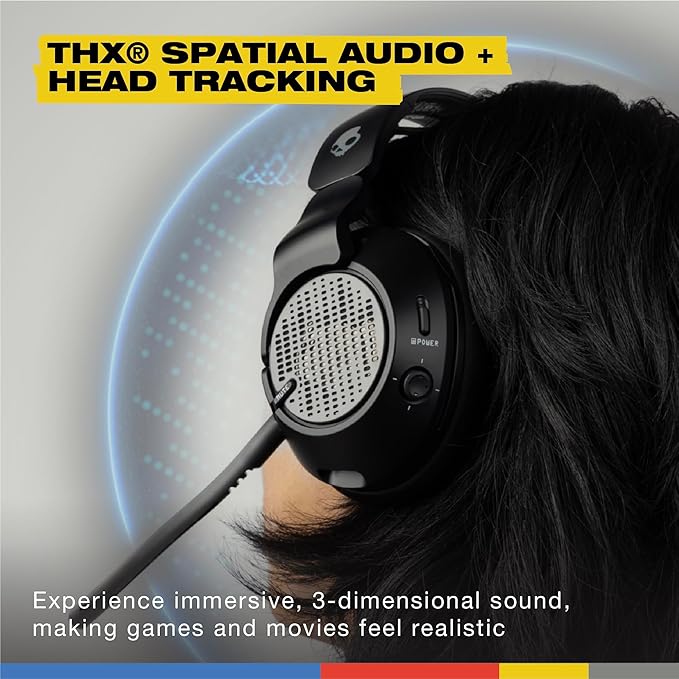 Skullcandy Crusher PLYR 720 Wireless Gaming Headset, Ultimate Immersion and Comfort, THX Spatial Audio and Multi-Sensory Bass, Removable Mic, PC, PlayStation, Nintendo, Multi-Platform - Digi-Black