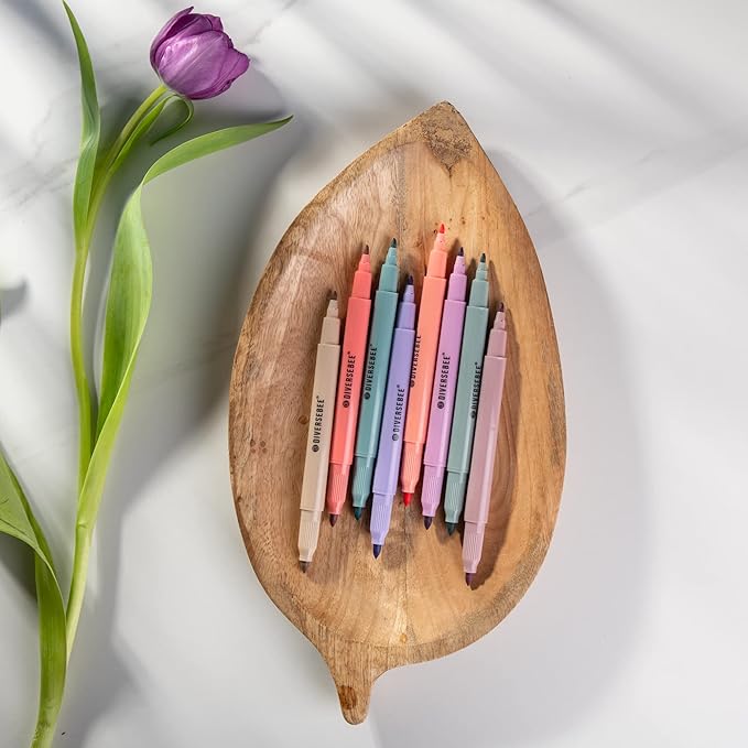 DIVERSEBEE Dual Tip Bible Highlighters and Pens No Bleed, 8 Pack Quick Dry Highlighters Set, Cute Markers, Bible Study Journaling School Office Supplies and Accessories (Boho)