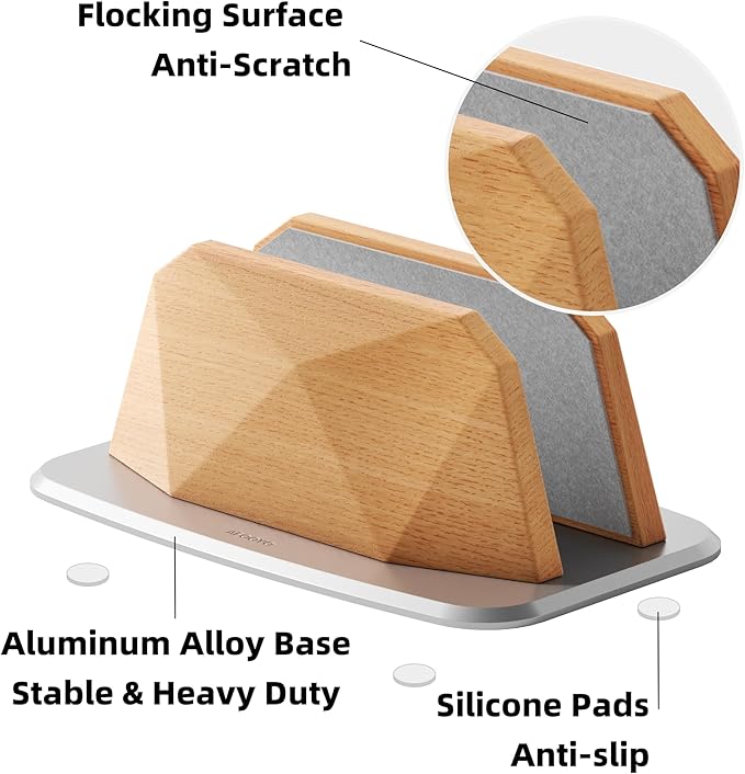 Vertical Laptop Stand - Wooden Adjustable Laptop Holder,Desktop Dock Compatible with All MacBook, Surface,Chromebook,Dell & More(Beechwood)