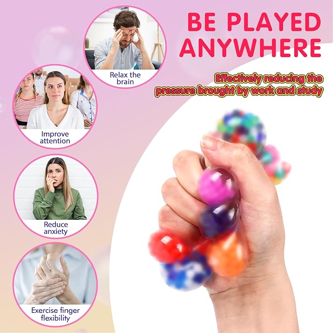 48 Pack Stress Balls, Squishy Ball, Squeeze Balls for Adults, Anti-Anxiety and Fidget Balls to Relax, Party Favors
