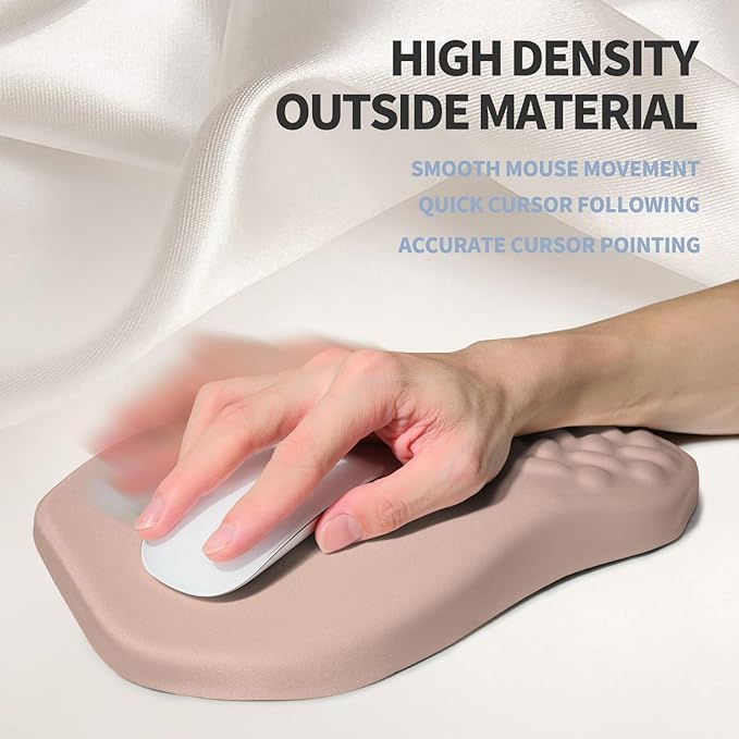 Ergonomic Raised Mouse Pad Wrist Support with Bilateral Slope Memory Foam Mousepad for Wrist Rest and Carpal Tunnel Pain Relief 11.8x7.9〃 Apricot Pink