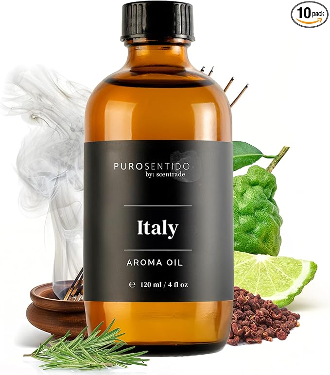 PuroSentido Italy Aroma Oil (120 ml) - Luxury Fragrance Oil for Diffusers and Humidifiers, Sicilian Lemon, White Rose & Musk Home, Hotel & Spa Scent