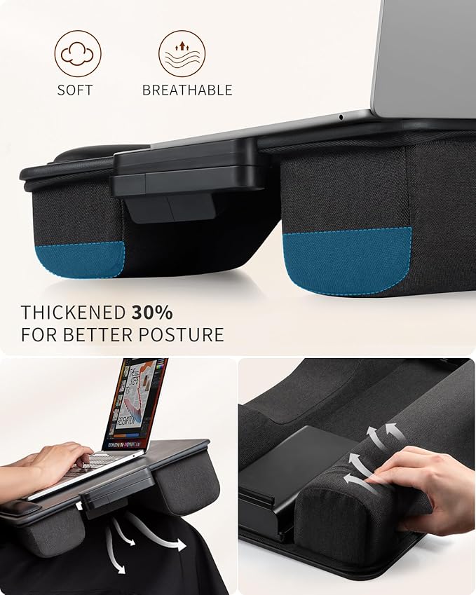 SAIJI Laptop Lap Desk, Portable Laptop Desk for Bed - Fits Up to 17" Laptops & MacBook,Lightweight Lap Tray Table with Storage Drawer, Lap Desk with Cushion, Lap Stand for Bed & Couch