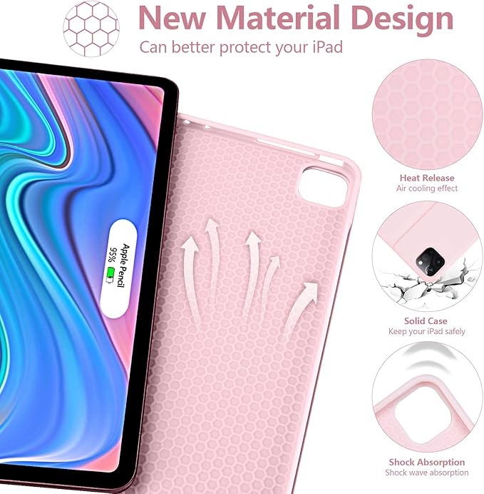 besky Keyboard Case for iPad Air 13 (M2) 2024 & iPad Pro 12.9 inch (5th, 6th Generation), (Compatible for 13 inch Air & 12.9 inch Model) - Wireless Detachable Keyboard with Auto Sleep/Wake Function