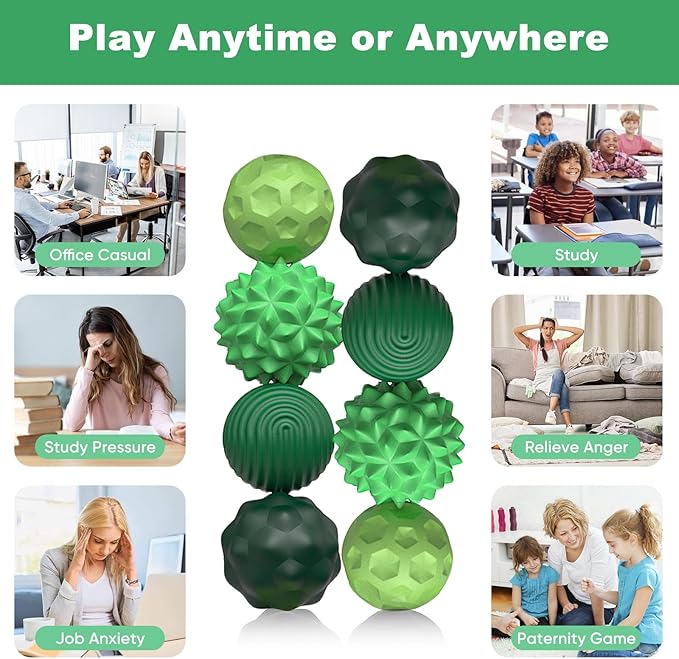 4 Pieces Fidget Toys Adults Magnetic Fidget Balls Silicone Magnetic Fidgets Anxiety Relief Items for Anxiety ADHD Portable Desk Toys for Office Travel Home Party Gift Class Prizes(Green, 4)