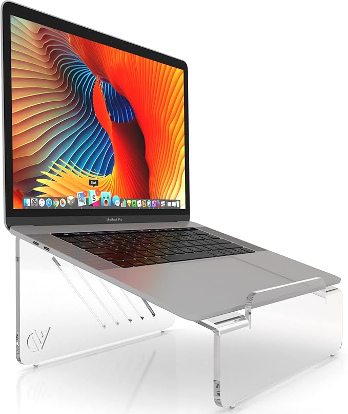 6MM Thick Clear Acrylic Laptop Holder, Portable & Ergonomic Laptop Stand for Desk, Clear Laptop Riser Compatible 10 to 17 inches Laptops & MacBook | Made in USA