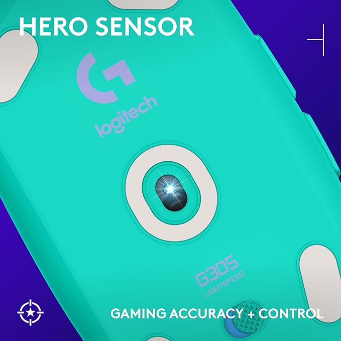 Logitech G305 LIGHTSPEED Wireless Gaming Mouse, Hero 12K Sensor, 12,000 DPI, Lightweight, 6 Programmable Buttons, 250h Battery Life, On-Board Memory, PC/Mac - Mint