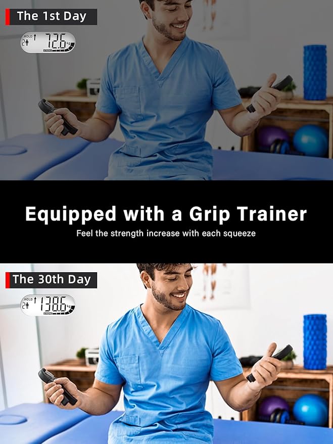 Grip Strength Tester Trainer - Electronic Hand Dynamometer of 400lbs/180kg & Grip strengthener with Adjustable Resistance for Sports