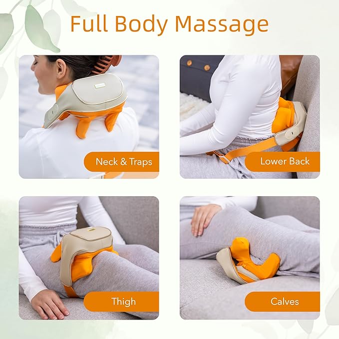 Cordless Neck and Shoulder Massager with Heat and Voice Prompts, Compact and Lightweight, Deep Tissue Shiatsu Neck and Back Massager for Pain Relief, Gifts for Women, Men, Mom and Dad