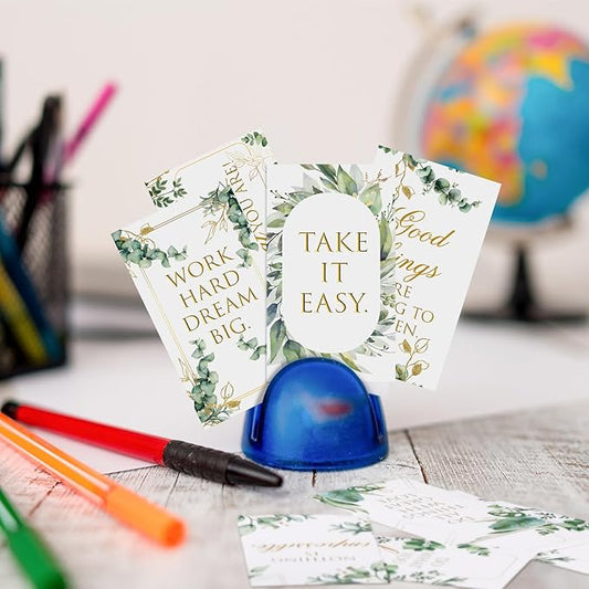 Jinei 300 Inspirational Affirmation Cards Positive Motivational Cards Small Mini Encouragement Quotes for Women Church End of the Year Teacher Gifts(Eucalyptus)