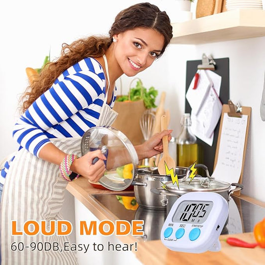 12 Pack Digital Kitchen Timers for Cooking, Small Magnetic Countdown Classroom Timers for Teachers Kids, Big Digits Loud Alarm Backing Stand Timer for Kitchen, Shower, Study, Work, Exercise Training