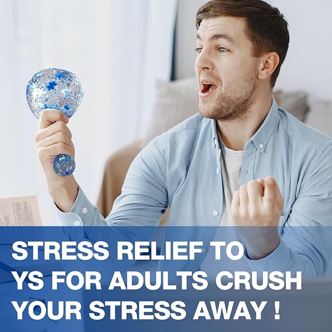 Squishy Ice Cube Stress Balls - 3Pack Sensory Squeeze Ice Toy Stress Balls for Kids and Adults Anxiety Relief - Funny Fidget Balls Squishy Stress Calming Toys for Autism & ADHD Children