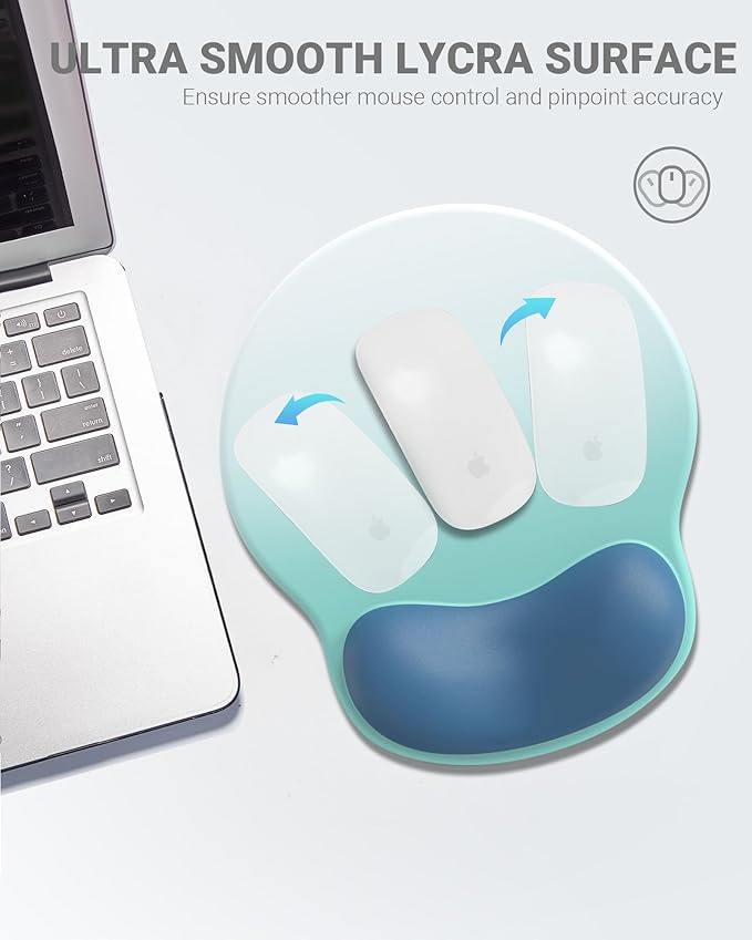 Ergonomic Mouse Pad Wrist Support, Comfortable Mouse Pad Wrist Rest, Relieve Wrist Pain Gel Mouse pad, Non-Slip Rubber Base Mousepad for Laptop, Computer(Gradient White Blue)