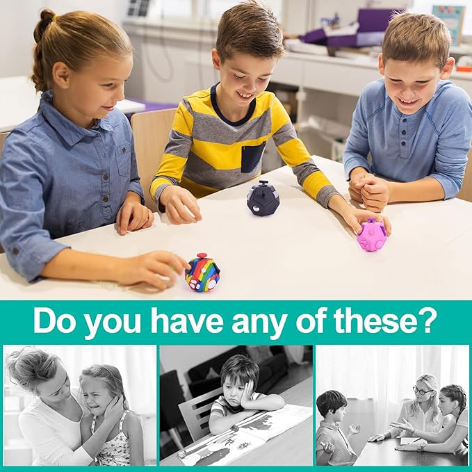 Mini Fidget Toys Cube,12 Sided Cube Toys Relief Stress,Anxiety, Depression,Autism for Kids Adults Improve Focus and Kill Time (Black)