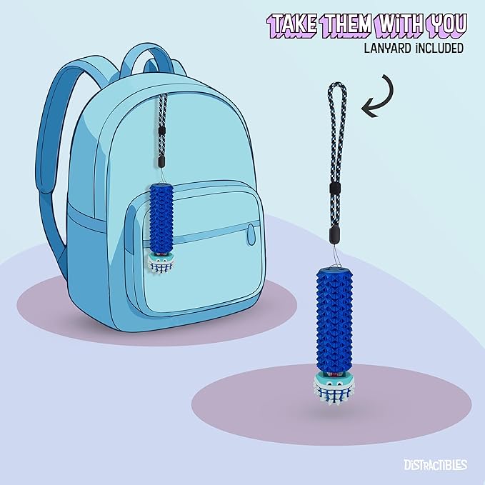 Shelly - Sensory Fidget Toy, Textured Pain Stim Device, Stress Relief for Focus and Concentration (Neon BlueSteel)