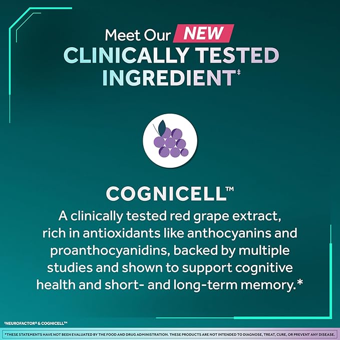 NEURIVA Memory 3D Brain Supplement - Decaffeinated Nootropic Capsules for Memory, Focus, & Cognitive Function - Short Term, Long Term, & Working Memory Support - 50ct