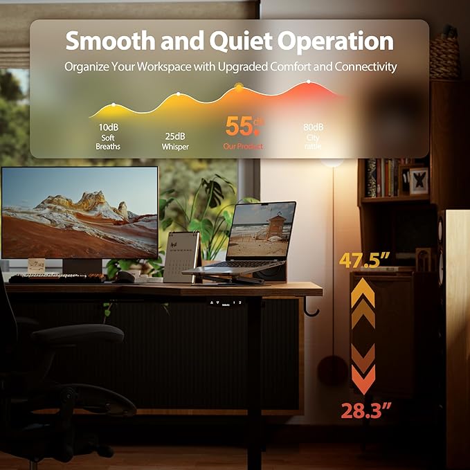 Agilestic Electric Standing Desk, L-Shaped 55 Inches Height Adjustable Desk, Sit and Stand up for Work Office Home, Ergonomic Rising Computer Table for Home Office with Splice Board, Rustic Brown