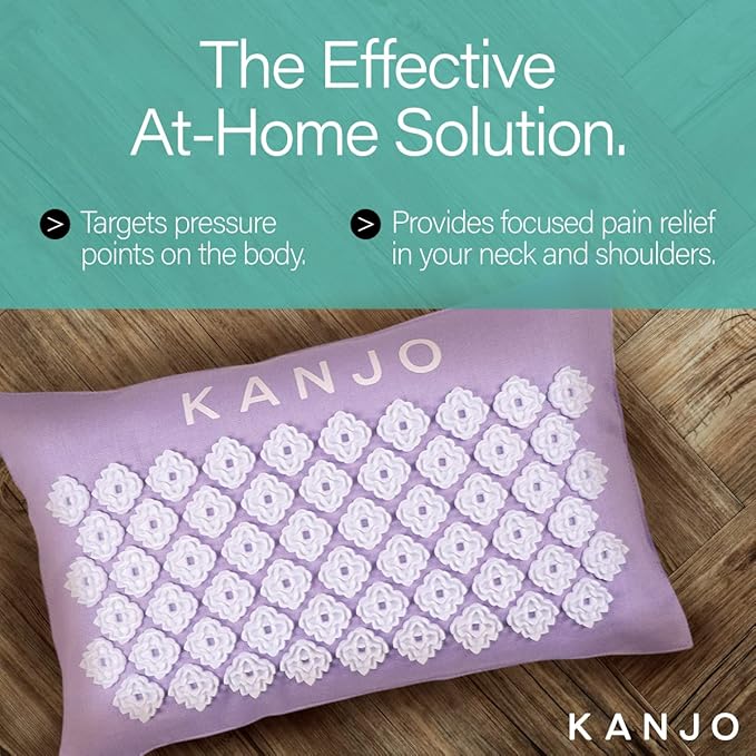 Kanjo Aromatherapy Acupuncture Pillow Lavender, 100% Cotton Linen Pillow for Back Pain and Neck Pain Relief with Natural Cork Filling