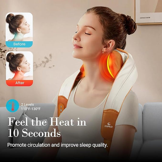 Shiatsu Neck Massager with Heat - Cordless 4D Expert Neck Shoulder Massage for Pain Relief,Upgarded Kneading Massager for Muscle Relaxation, Ideal Gift for Women,Men