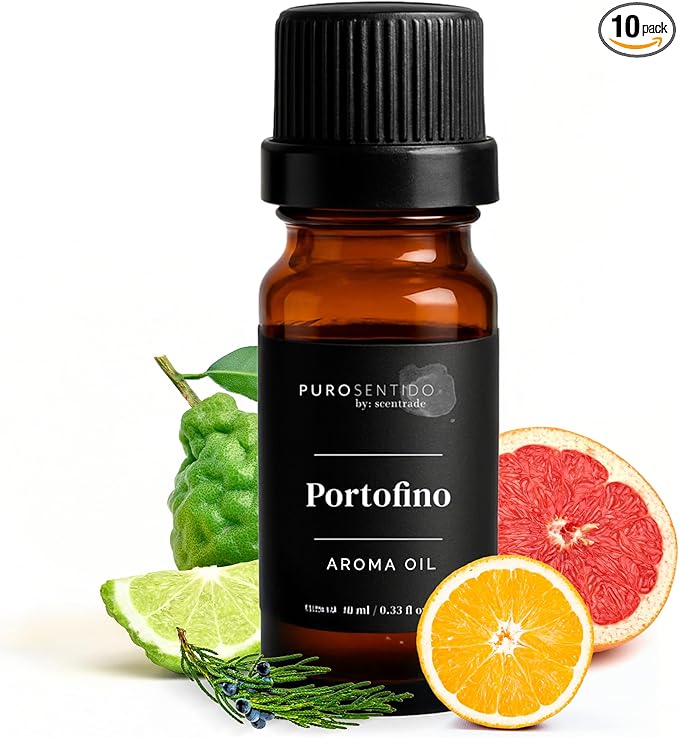 PuroSentido Portofino Aroma Oil (10ml) - Luxury Essential & Fragrance Oil for Diffusers and Humidifiers, Sicilian Lemon, Rosemary and Musk Hotel Scent