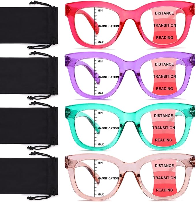 Progressive Multifocus Reading Glasses for Women Men Blue Light Blocking Computer No Line Multifocal Readers