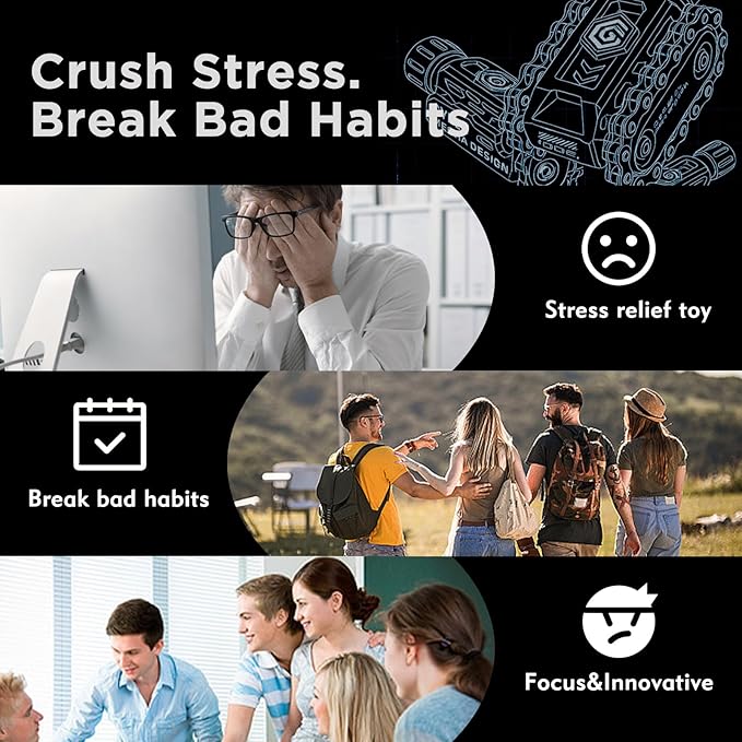 4 in 1 Fidget Slider Roller Chain Spinner Combo, Metal Chain Fidget Toy with Tactile Feedback & Clicking Sounds, Stress Relief Sensory Toy for Adults, Focus Tool for Work Study Waiting